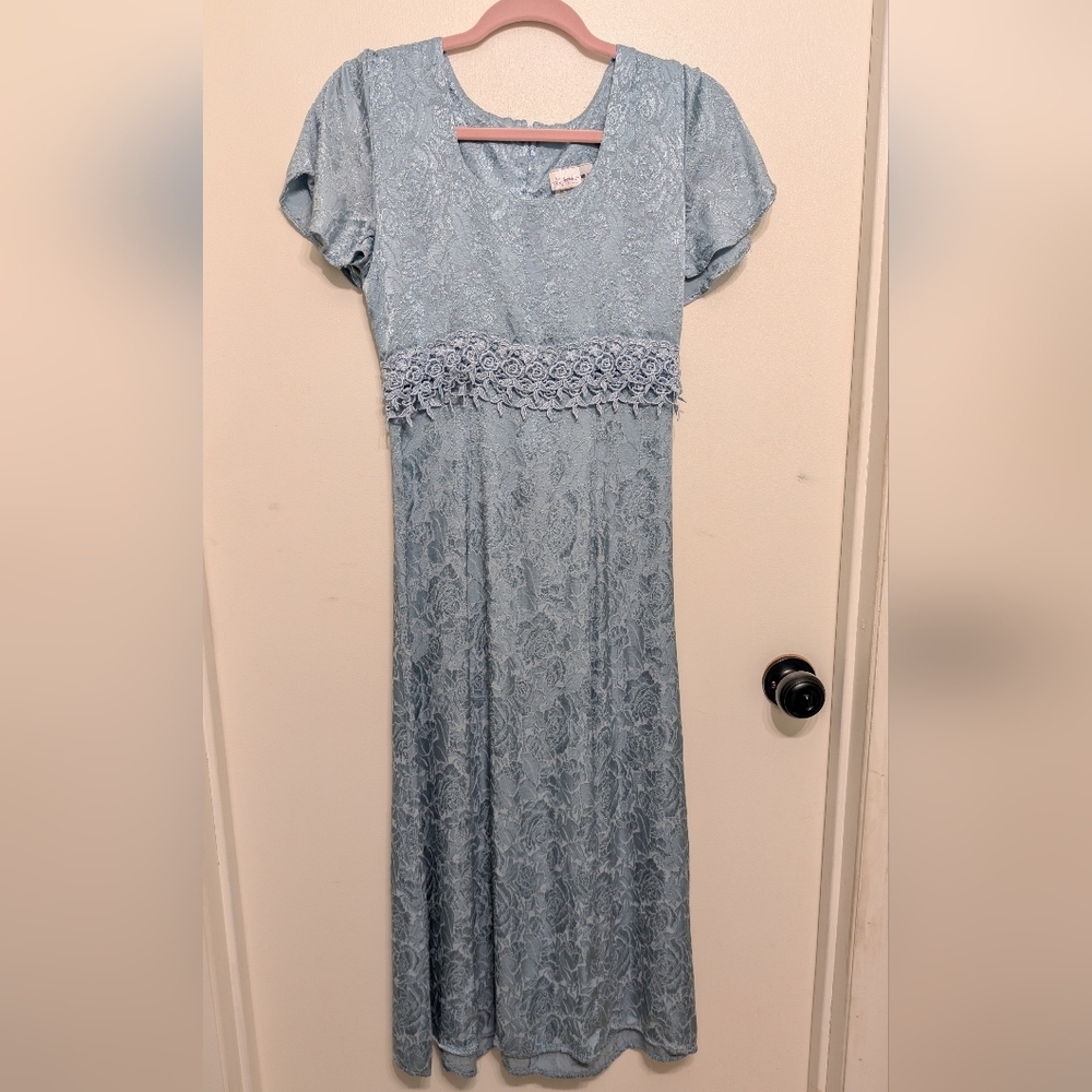 Frederick's of Hollywood Pale Blue Dress with Floral Details